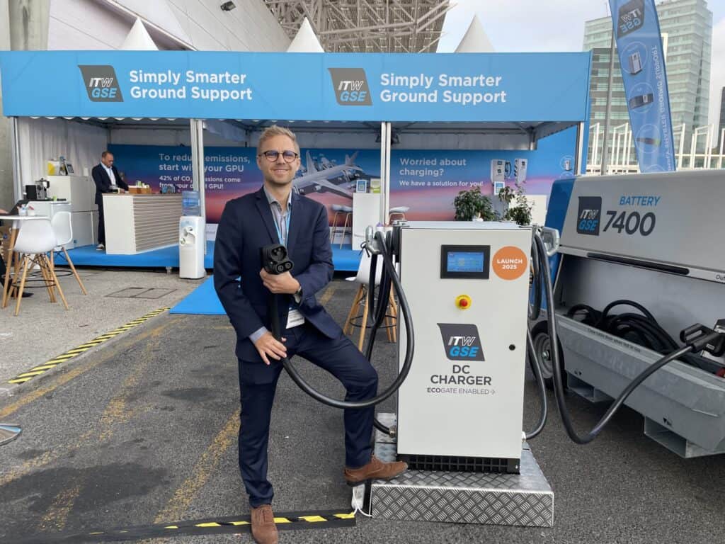 Martin Walsted with the DC Charger at an exhibition