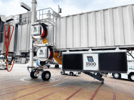 two itw gse 3500 aircoils and one itw gse 3500 pca on a passenger boarding bridge in an airport