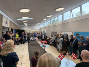 the danish location celebrating kim k p's 40-years work anniversary with a speach